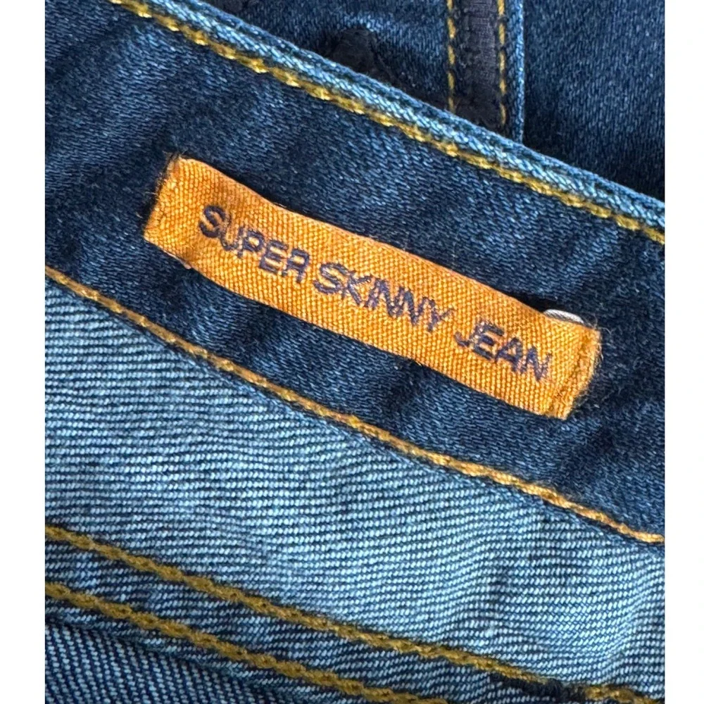 Tory Burch Super‎ Skinny Mid Rise Jeans Dark Wash Logo Pocket Size 31